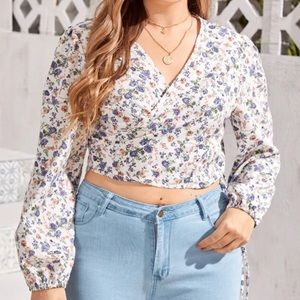 Floral Cropped Wrap Around Top